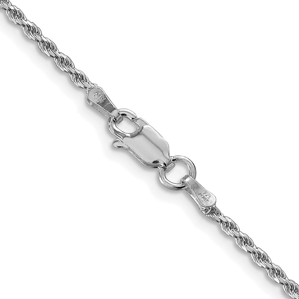 Alternate view of the 1.7mm Rhodium Plated Sterling Silver Solid D/C Rope Chain Necklace by The Black Bow Jewelry Co.