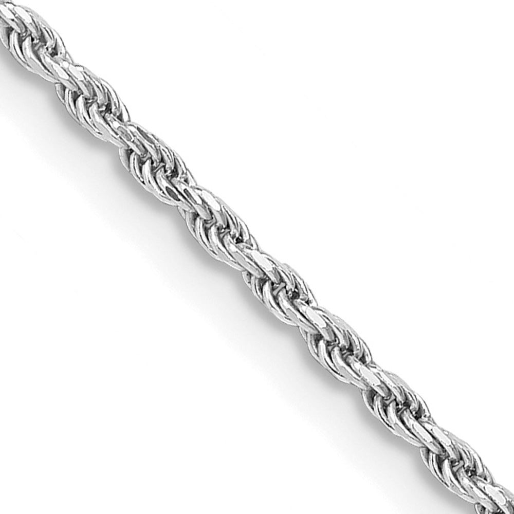 1.7mm Rhodium Plated Sterling Silver Solid D/C Rope Chain Necklace