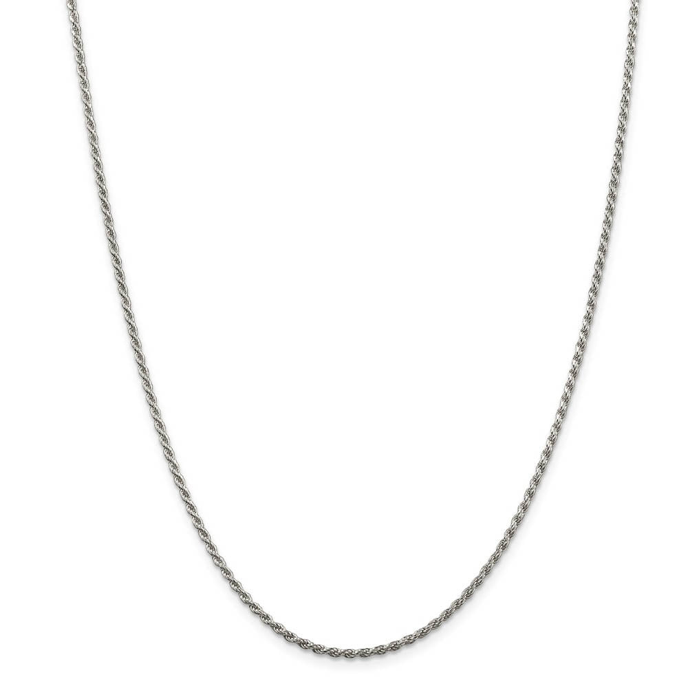 1.8mm Rhodium Plated Sterling Silver Solid D/C Rope Chain Necklace, Item C10372 by The Black Bow Jewelry Co.