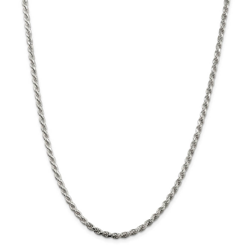 3mm Rhodium Plated Sterling Silver Solid D/C Rope Chain Necklace, Item C10374 by The Black Bow Jewelry Co.
