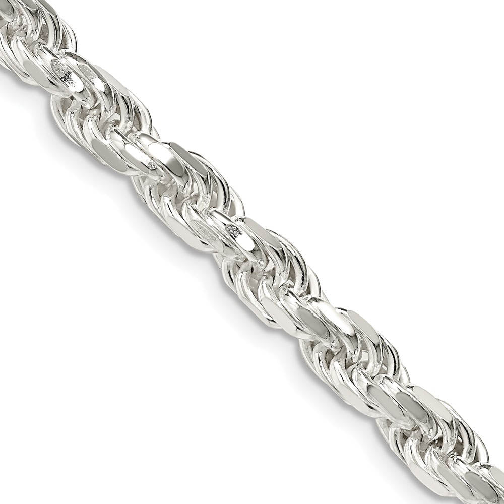 Men's 5.75mm Sterling Silver Solid D/C Rope Chain Bracelet, Item C10376-B by The Black Bow Jewelry Co.