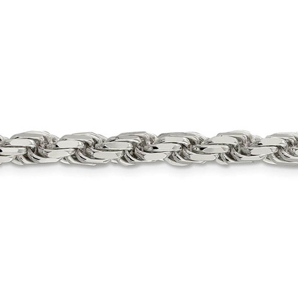 Alternate view of the Men's 5.75mm Sterling Silver Solid D/C Rope Chain Bracelet by The Black Bow Jewelry Co.
