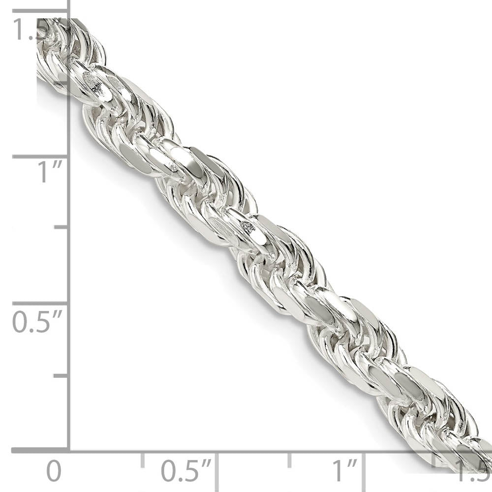 Alternate view of the Men's 5.75mm Sterling Silver Solid D/C Rope Chain Bracelet by The Black Bow Jewelry Co.