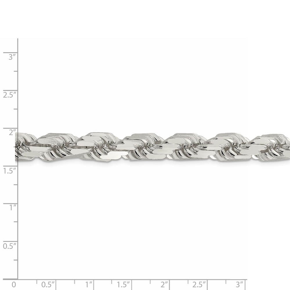 Alternate view of the Men's 10.25mm Sterling Silver Solid Diamond Cut Rope Chain Necklace by The Black Bow Jewelry Co.