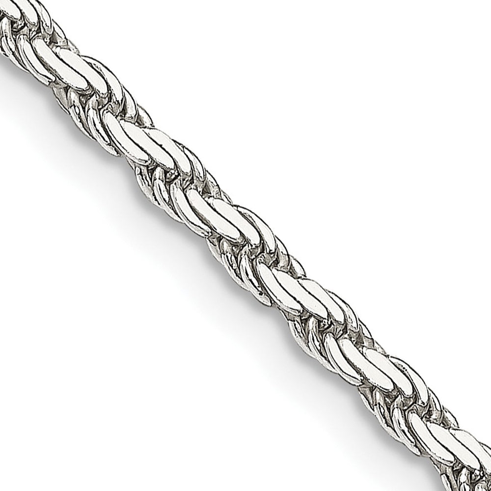 2.5mm Sterling Silver Solid Flat Rope Chain Necklace