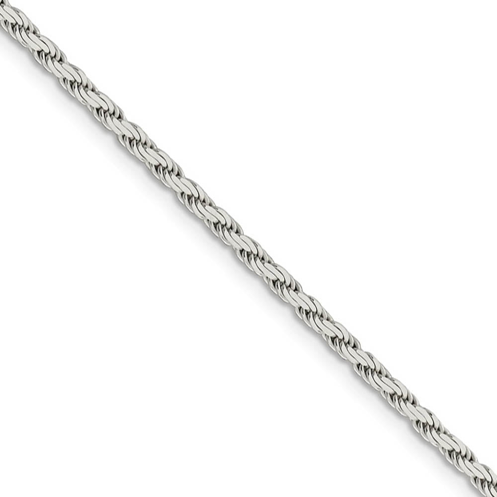 2.5mm Sterling Silver Solid Flat Rope Chain Necklace