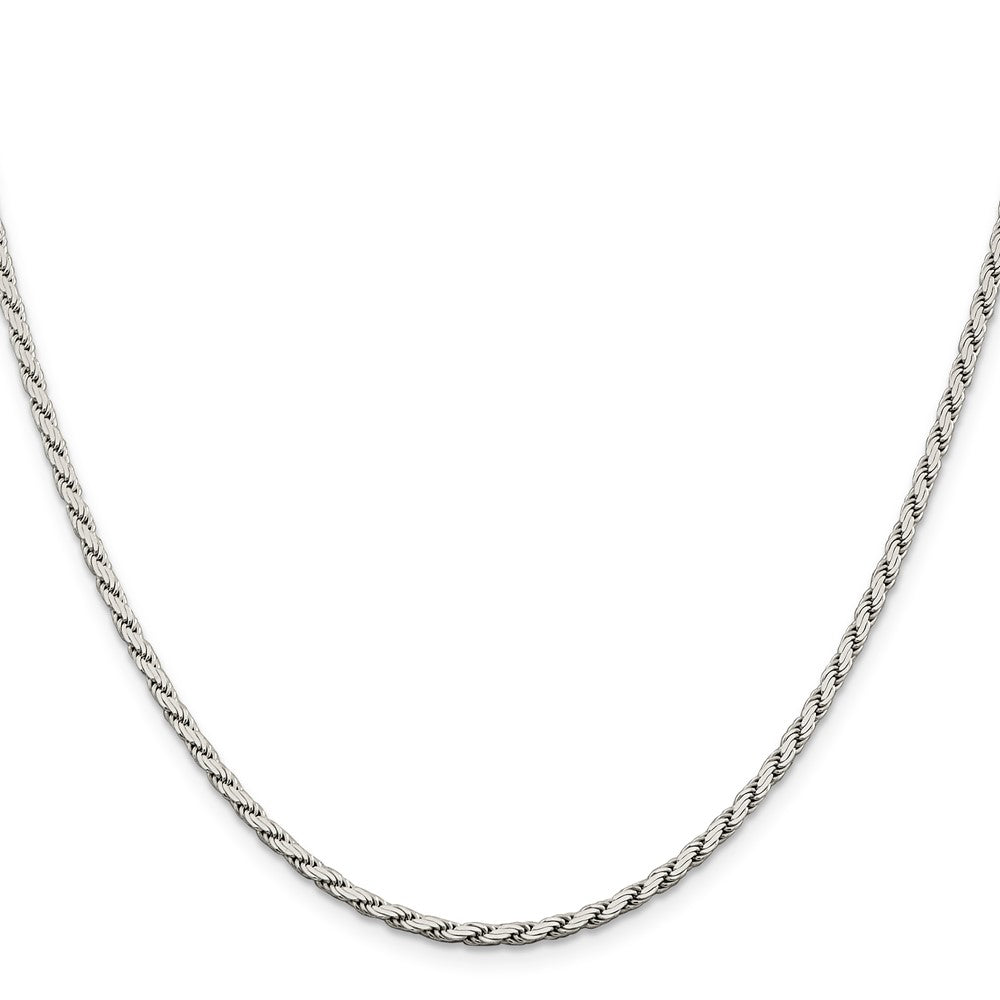 Alternate view of the 2.5mm Sterling Silver Solid Flat Rope Chain Necklace by The Black Bow Jewelry Co.