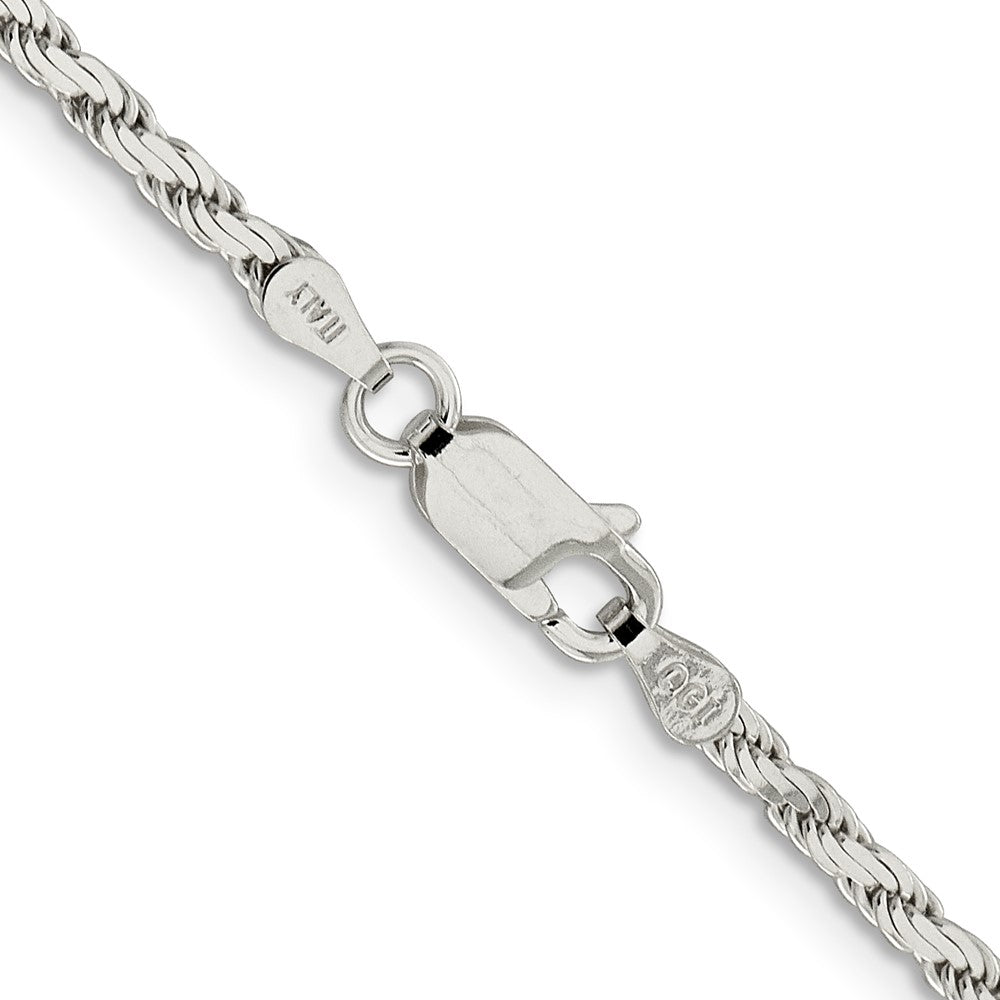 Alternate view of the 2.5mm Sterling Silver Solid Flat Rope Chain Necklace by The Black Bow Jewelry Co.