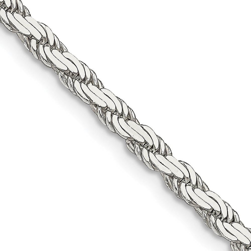 3mm Sterling Silver Solid Flat Rope Chain Necklace