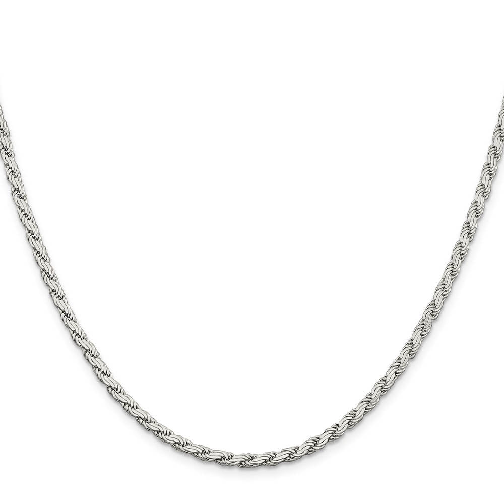 Alternate view of the 3mm Sterling Silver Solid Flat Rope Chain Necklace by The Black Bow Jewelry Co.