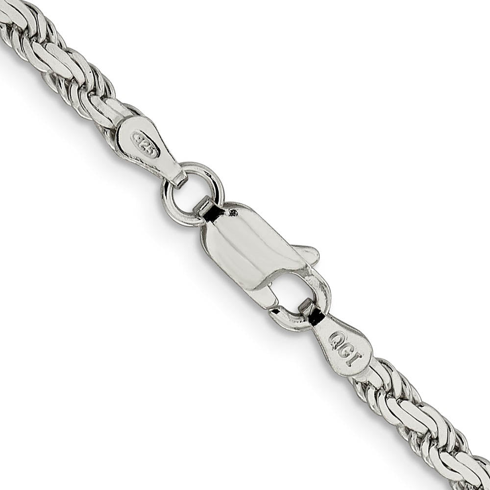 Alternate view of the 3mm Sterling Silver Solid Flat Rope Chain Necklace by The Black Bow Jewelry Co.