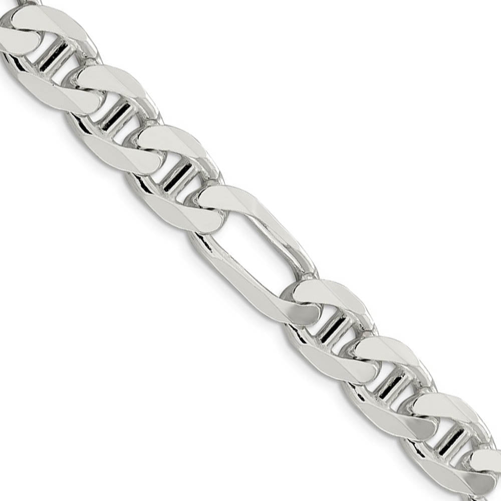 Mens 10.6mm Sterling Silver Solid Figaro Anchor Chain Necklace, Item C10400 by The Black Bow Jewelry Co.