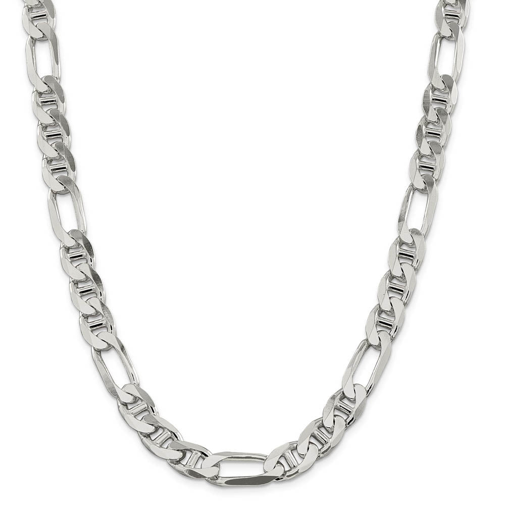 Alternate view of the Mens 10.6mm Sterling Silver Solid Figaro Anchor Chain Necklace by The Black Bow Jewelry Co.