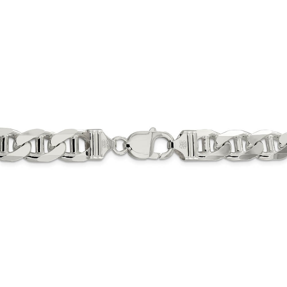 Alternate view of the Mens 10.6mm Sterling Silver Solid Figaro Anchor Chain Necklace by The Black Bow Jewelry Co.