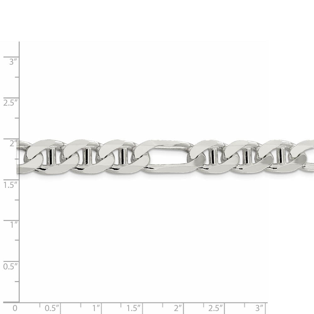 Alternate view of the Mens 10.6mm Sterling Silver Solid Figaro Anchor Chain Necklace by The Black Bow Jewelry Co.