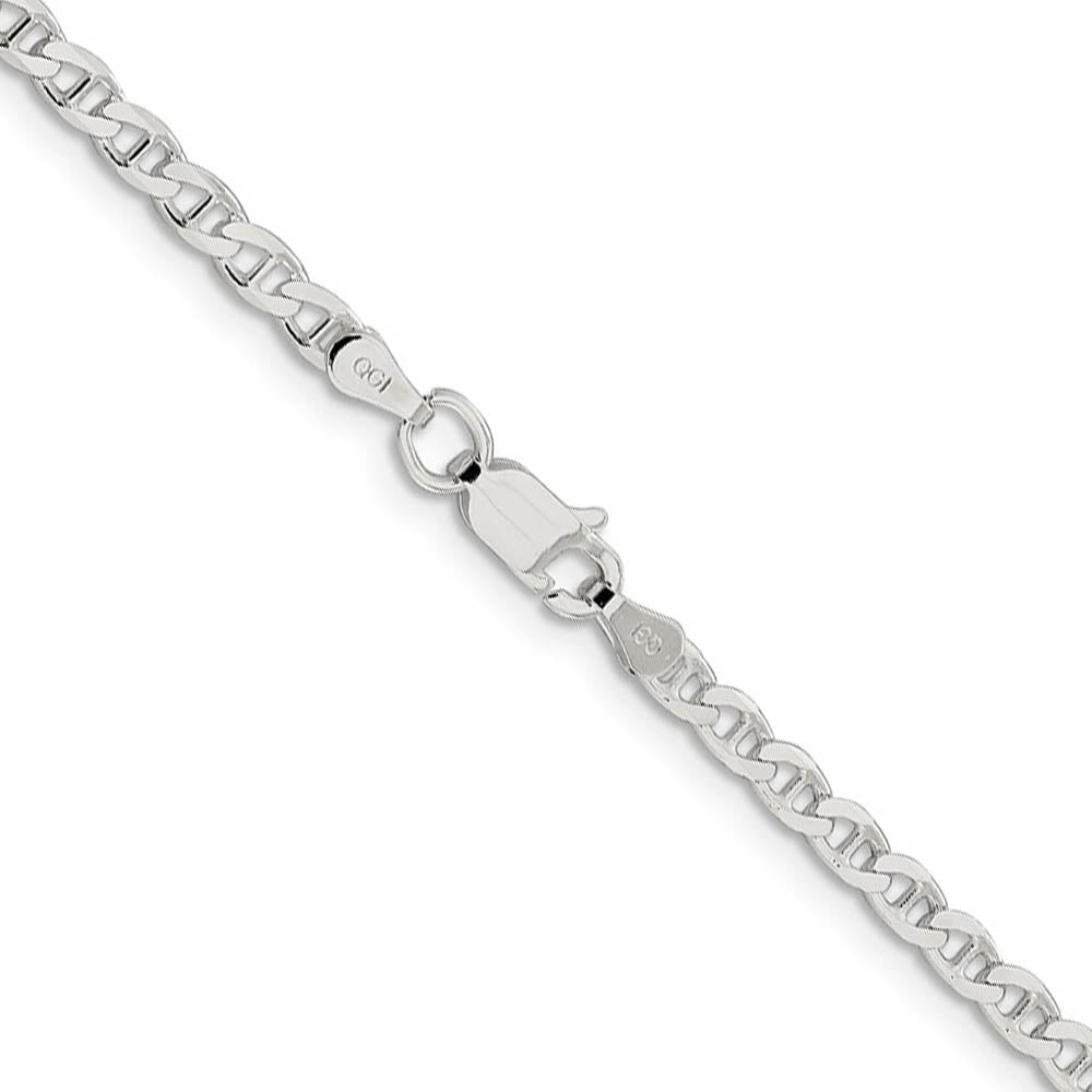 3.1mm Sterling Silver Solid Flat Cuban Anchor Chain Necklace, Item C10401 by The Black Bow Jewelry Co.