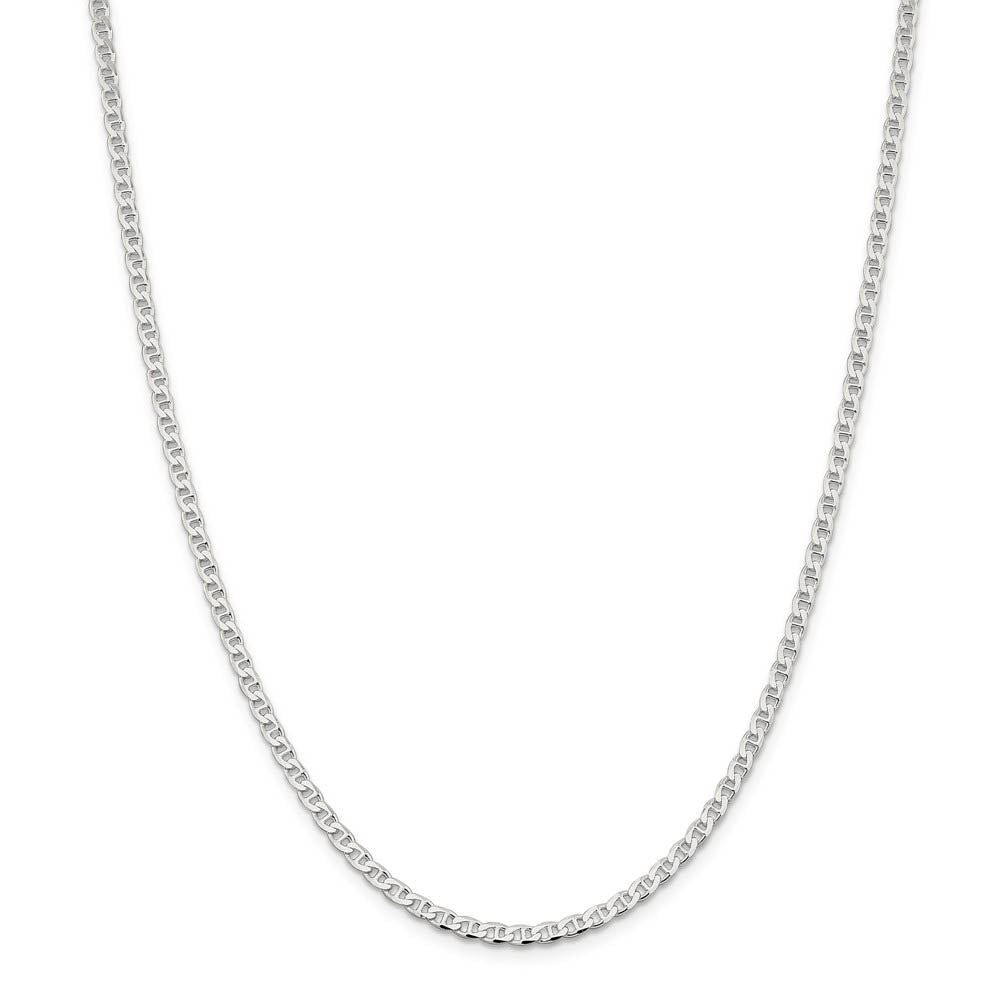 Alternate view of the 3.1mm Sterling Silver Solid Flat Cuban Anchor Chain Necklace by The Black Bow Jewelry Co.
