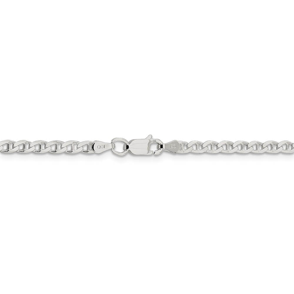 Alternate view of the 3.1mm Sterling Silver Solid Flat Cuban Anchor Chain Necklace by The Black Bow Jewelry Co.