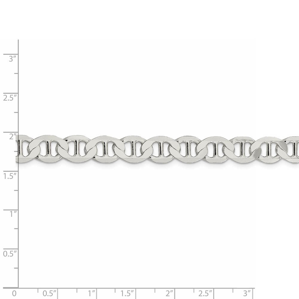 Alternate view of the Mens 9mm Sterling Silver Hollow Flat Anchor Chain Necklace by The Black Bow Jewelry Co.