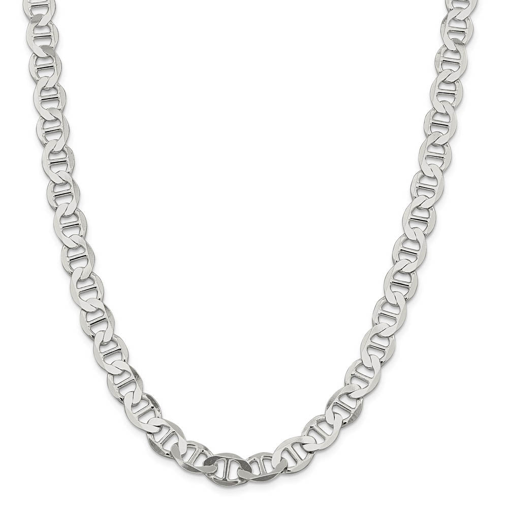 Alternate view of the Mens 10mm Sterling Silver Hollow Flat Anchor Chain Necklace by The Black Bow Jewelry Co.