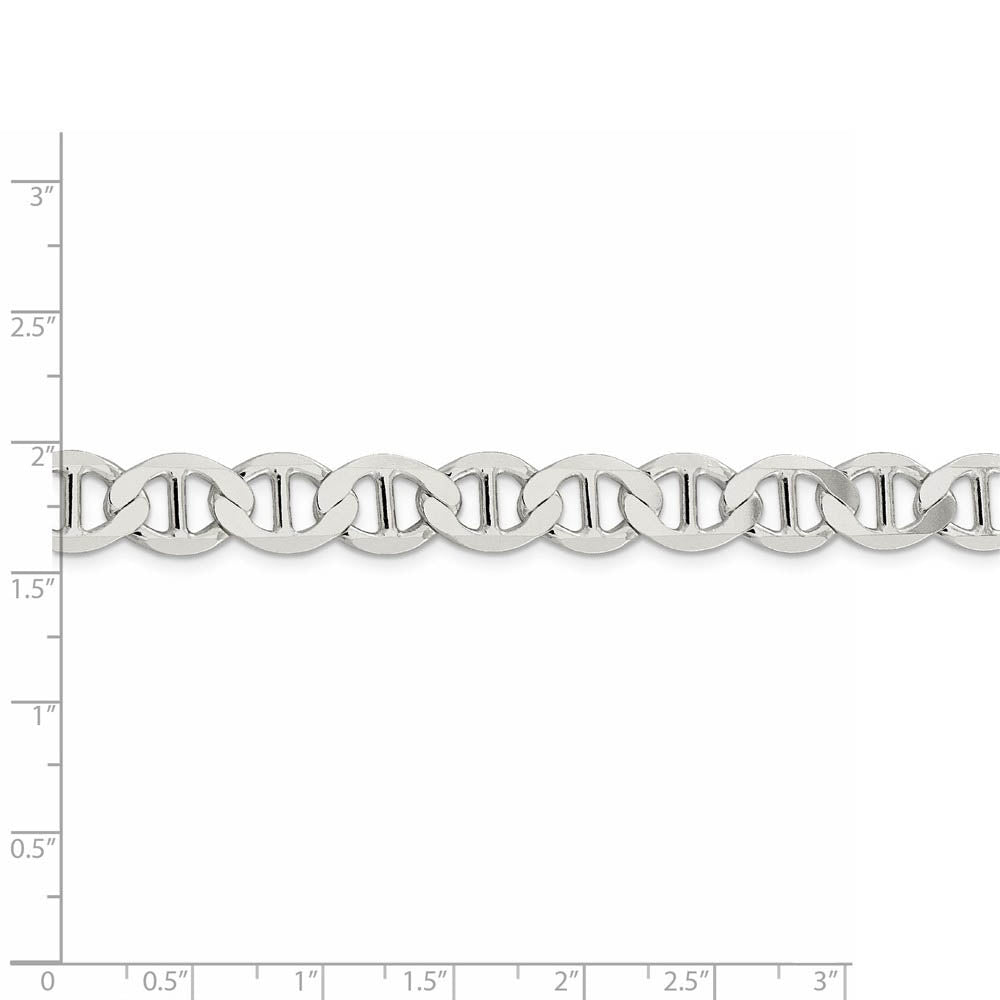 Alternate view of the Mens 10mm Sterling Silver Hollow Flat Anchor Chain Necklace by The Black Bow Jewelry Co.