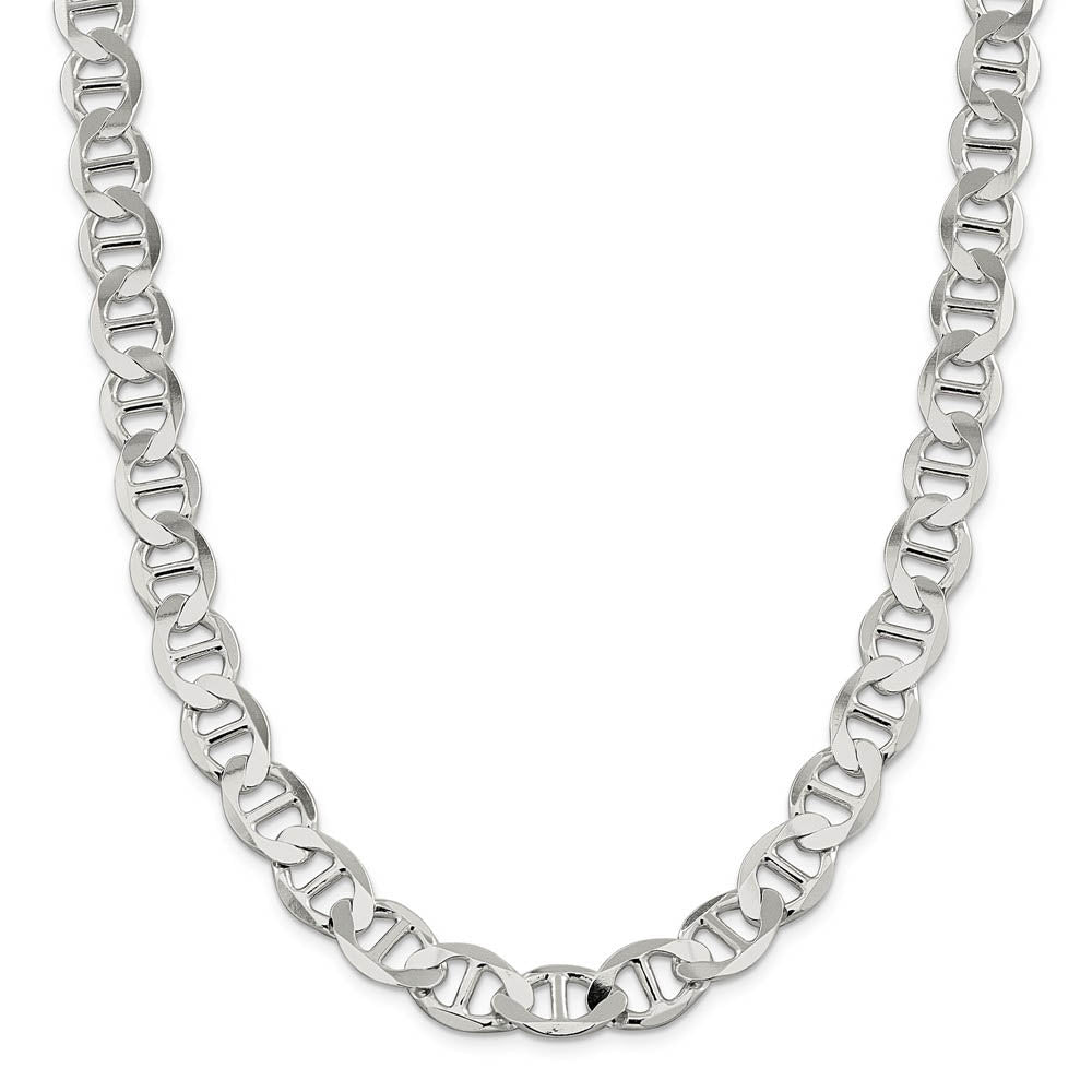 Alternate view of the Mens 12.25mm Sterling Silver Hollow Flat Anchor Chain Necklace by The Black Bow Jewelry Co.