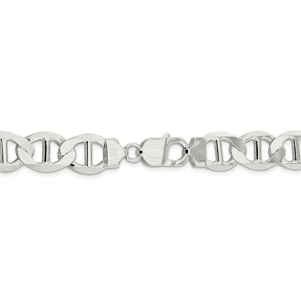 Alternate view of the Mens 12.25mm Sterling Silver Hollow Flat Anchor Chain Necklace by The Black Bow Jewelry Co.