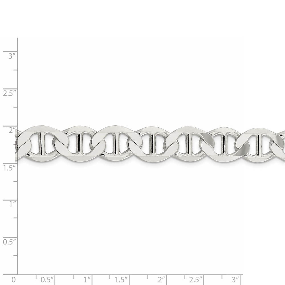 Alternate view of the Mens 12.25mm Sterling Silver Hollow Flat Anchor Chain Necklace by The Black Bow Jewelry Co.