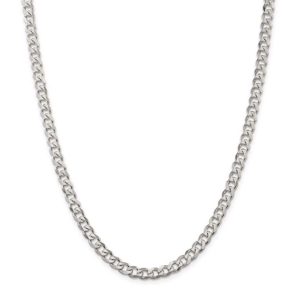 6mm Rhodium Plated Sterling Silver Solid Curb Chain Necklace, Item C10413 by The Black Bow Jewelry Co.