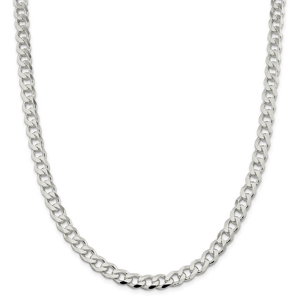 Alternate view of the Men's 7.5mm Sterling Silver Solid Curb Chain Necklace by The Black Bow Jewelry Co.