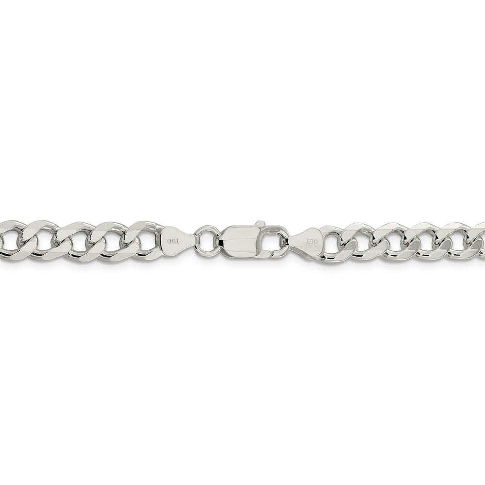 Alternate view of the Men's 7.5mm Sterling Silver Solid Curb Chain Necklace by The Black Bow Jewelry Co.