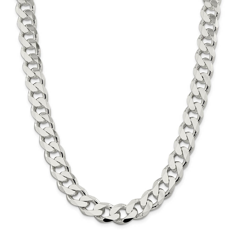 Alternate view of the Men's 13mm Sterling Silver Solid Curb Chain Necklace by The Black Bow Jewelry Co.