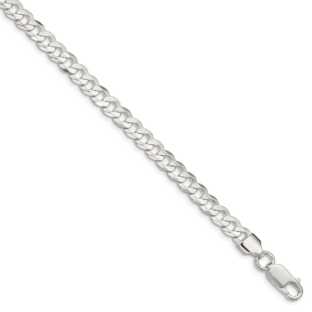 5.6mm Sterling Silver Solid Concave Beveled Curb Chain Necklace, Item C10418 by The Black Bow Jewelry Co.