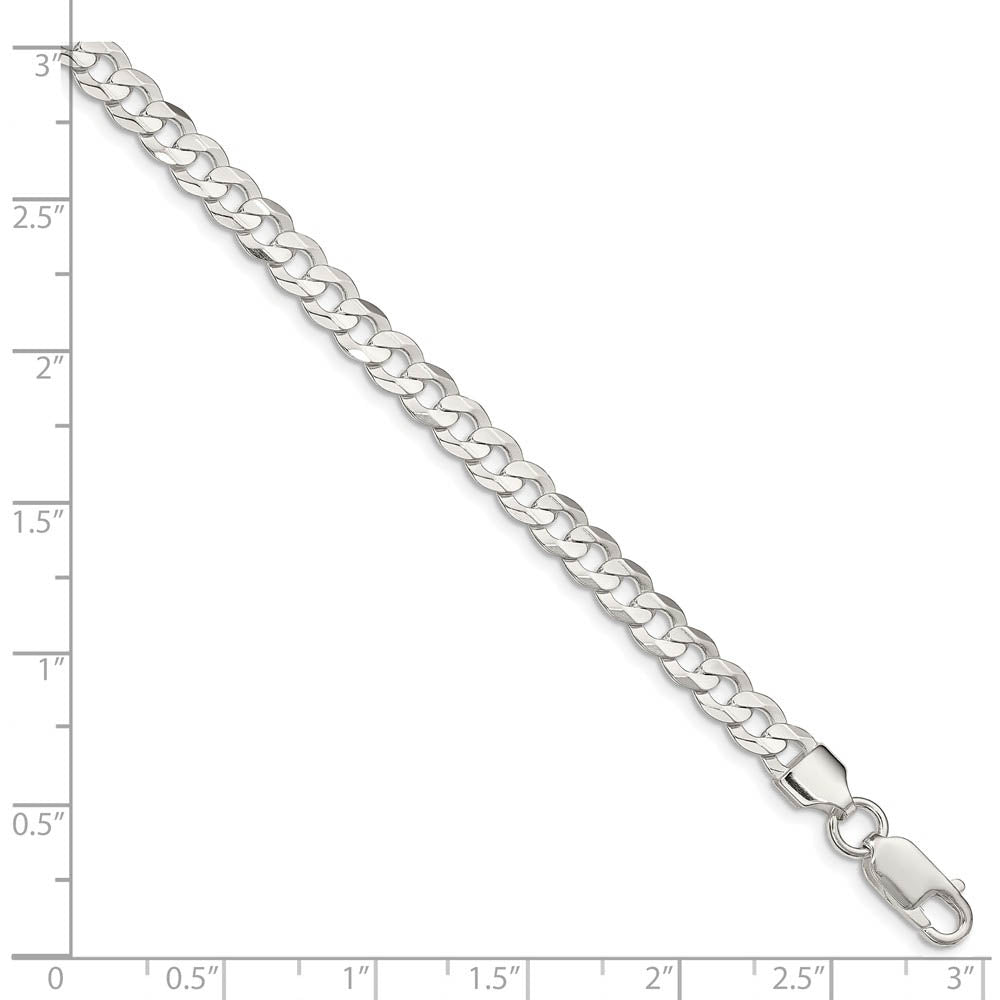Alternate view of the 5.6mm Sterling Silver Solid Concave Beveled Curb Chain Necklace by The Black Bow Jewelry Co.