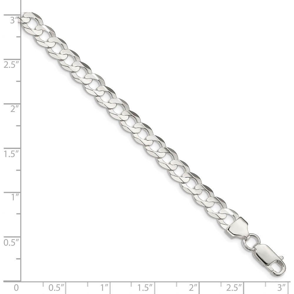 Alternate view of the Men's 6.75mm Sterling Silver Solid Concave Beveled Curb Chain Necklace by The Black Bow Jewelry Co.