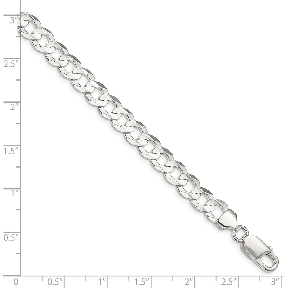 Alternate view of the Men's 8mm Sterling Silver Solid Concave Beveled Curb Chain Necklace by The Black Bow Jewelry Co.