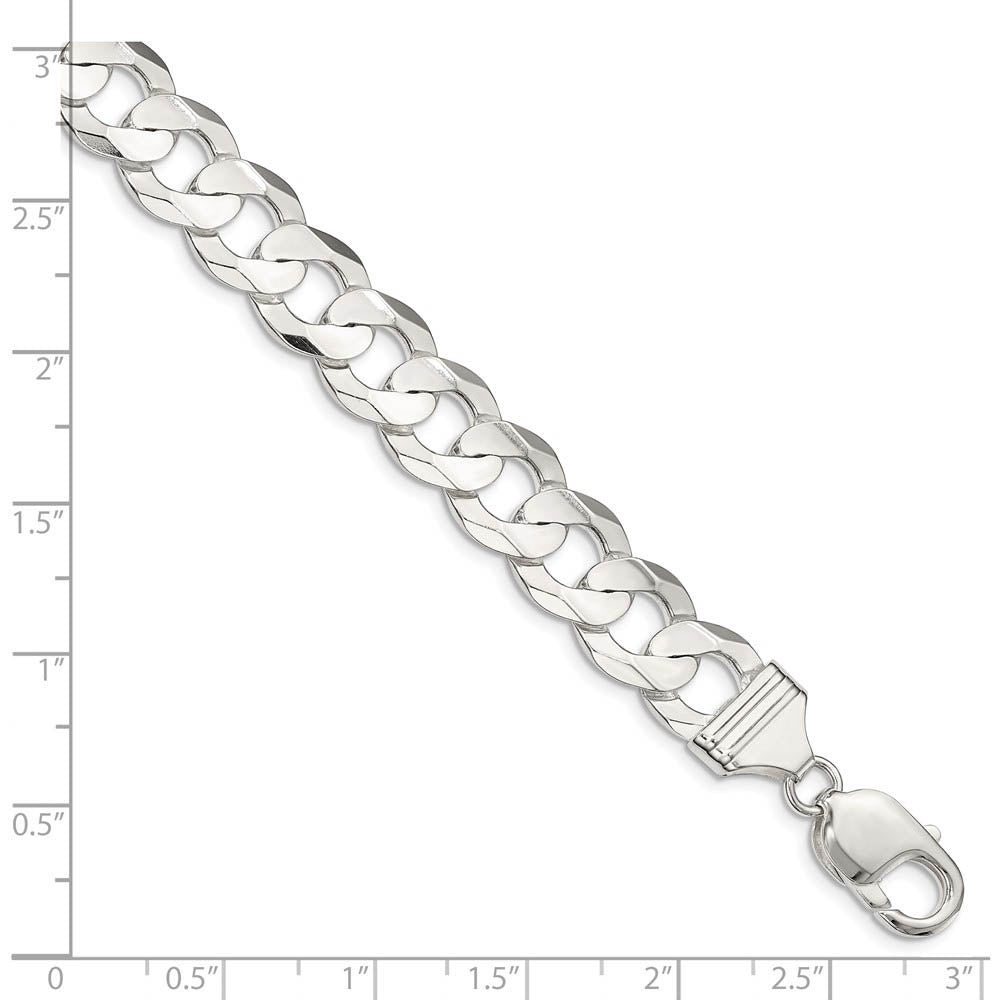 Alternate view of the Men's 12mm Sterling Silver Solid Concave Beveled Curb Chain Necklace by The Black Bow Jewelry Co.