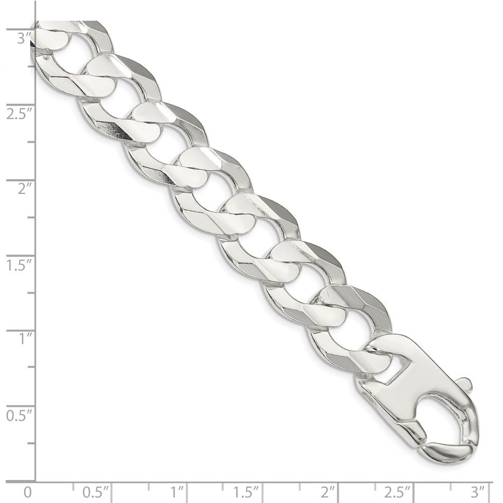 Alternate view of the Men's 15.8mm Sterling Silver Solid Concave Beveled Curb Chain Necklace by The Black Bow Jewelry Co.