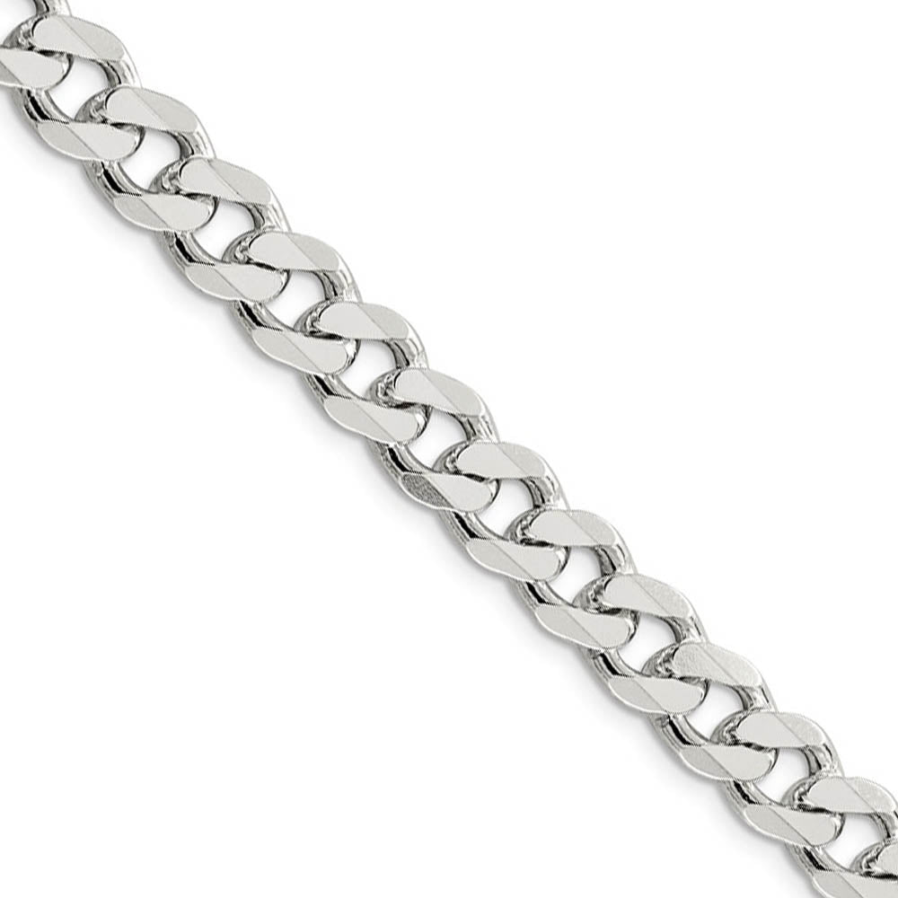 Men's 9mm Sterling Silver Solid Pave Curb Chain Necklace, Item C10425 by The Black Bow Jewelry Co.