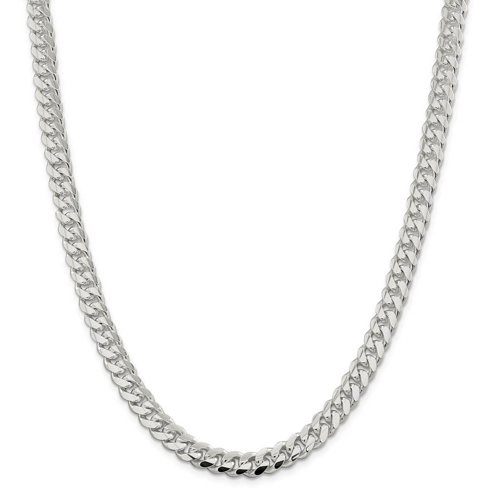 Alternate view of the Men's 7.75mm Sterling Silver Solid Domed Curb Chain Necklace by The Black Bow Jewelry Co.
