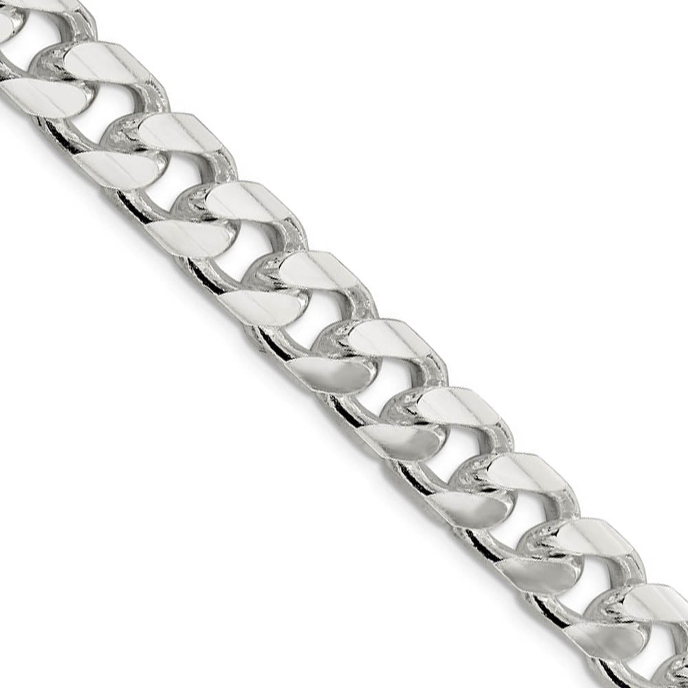 Men's 11mm Sterling Silver Solid D/C Domed Curb Chain Necklace, Item C10431 by The Black Bow Jewelry Co.