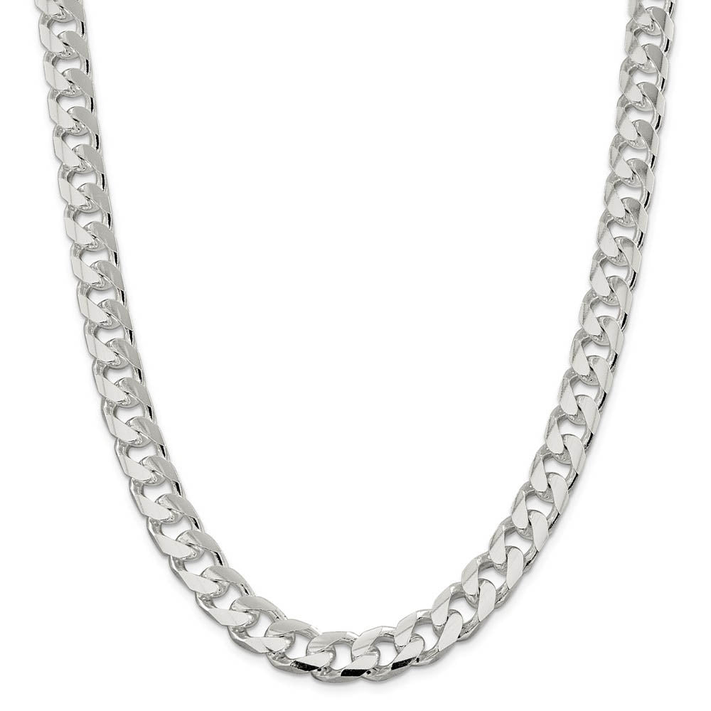 Alternate view of the Men's 11mm Sterling Silver Solid D/C Domed Curb Chain Necklace by The Black Bow Jewelry Co.