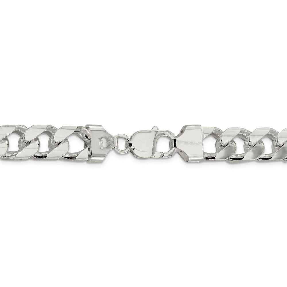 Alternate view of the Men's 11mm Sterling Silver Solid D/C Domed Curb Chain Necklace by The Black Bow Jewelry Co.