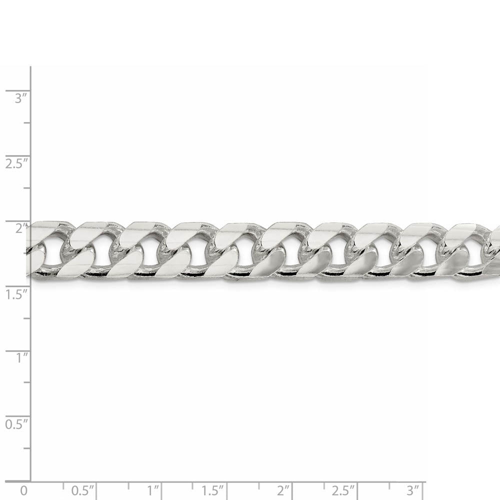 Alternate view of the Men's 11mm Sterling Silver Solid D/C Domed Curb Chain Necklace by The Black Bow Jewelry Co.