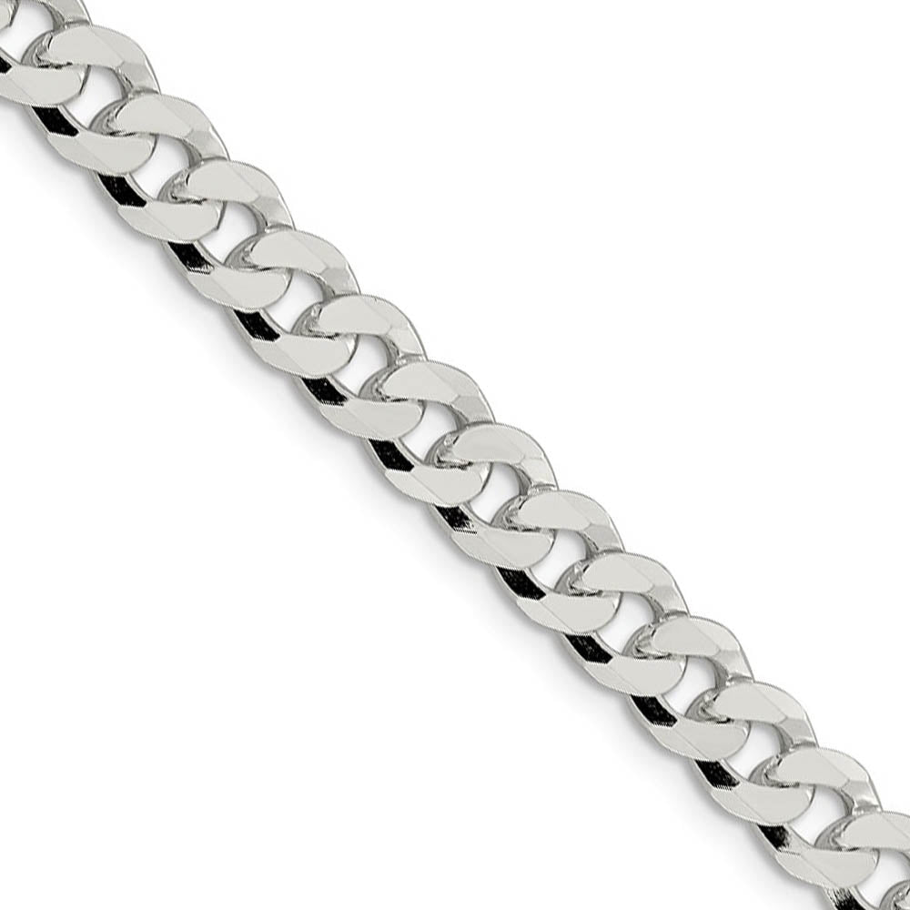 Men's 7mm Sterling Silver Solid Beveled Curb Chain Necklace, Item C10432 by The Black Bow Jewelry Co.