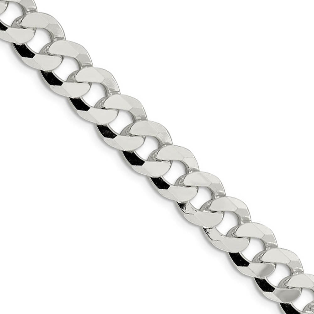 Men's 10.5mm Sterling Silver Solid Beveled Curb Chain Necklace, Item C10433 by The Black Bow Jewelry Co.