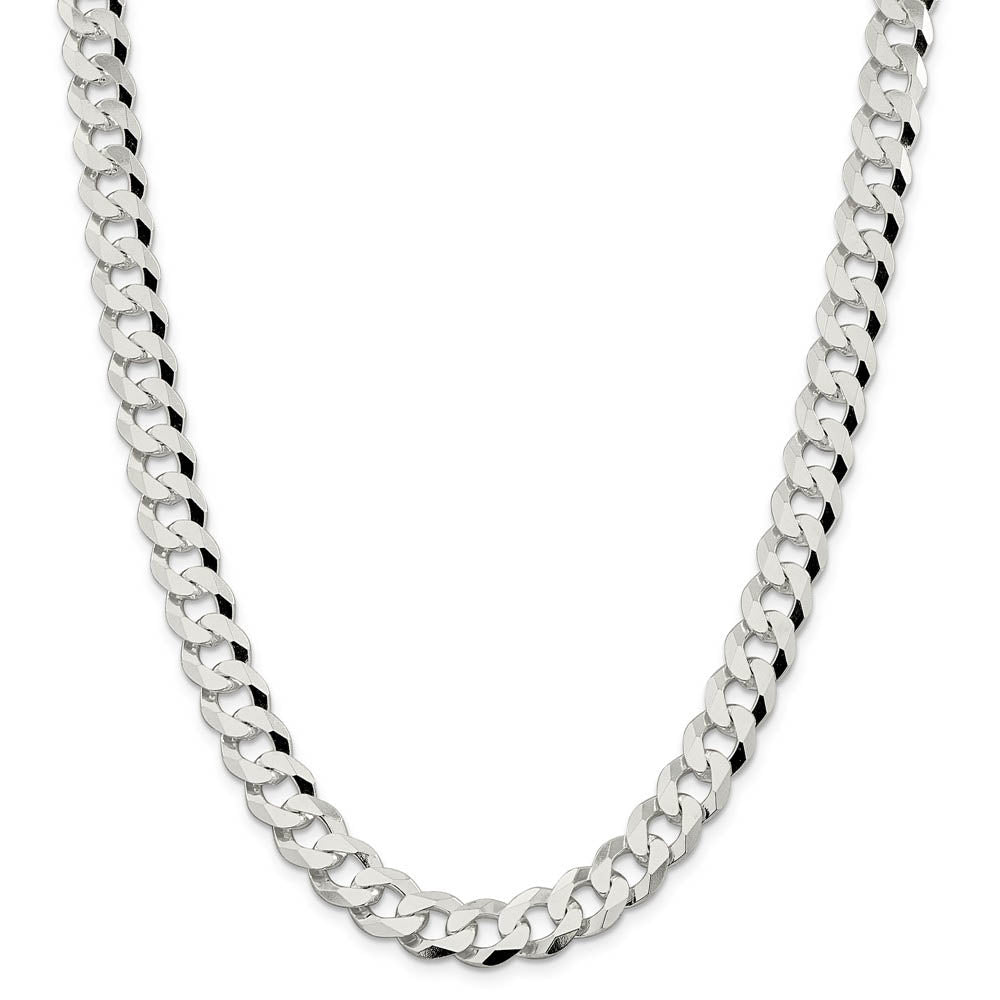 Alternate view of the Men's 10.5mm Sterling Silver Solid Beveled Curb Chain Necklace by The Black Bow Jewelry Co.