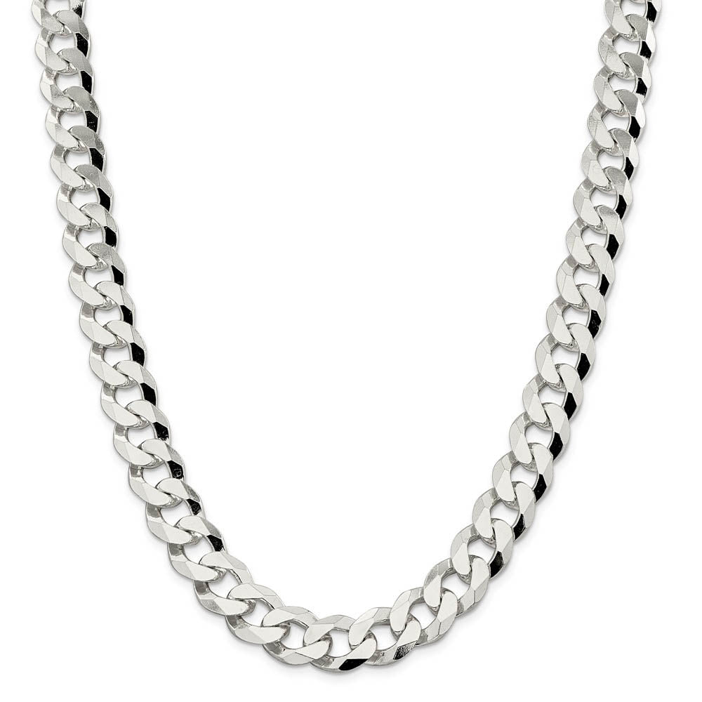 Alternate view of the Men's 14mm Sterling Silver Solid Beveled Curb Chain Necklace by The Black Bow Jewelry Co.
