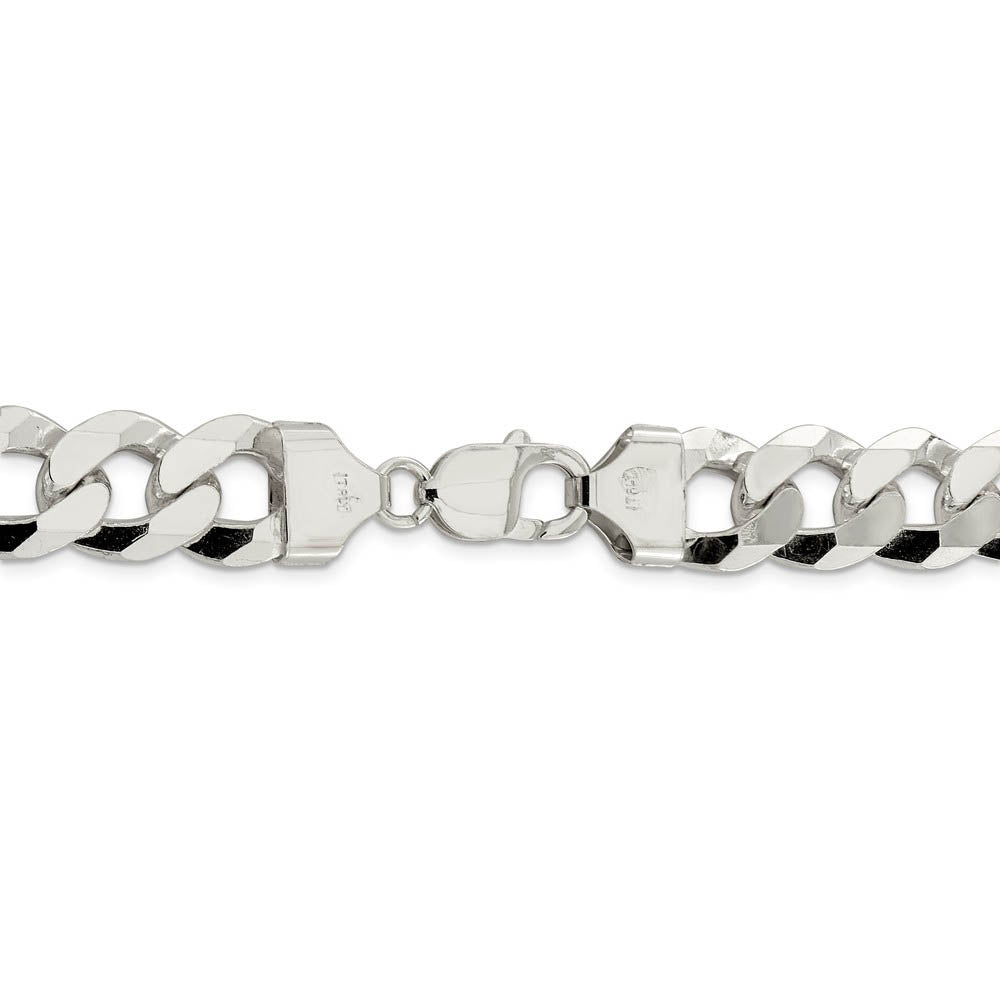 Alternate view of the Men's 14mm Sterling Silver Solid Beveled Curb Chain Necklace by The Black Bow Jewelry Co.