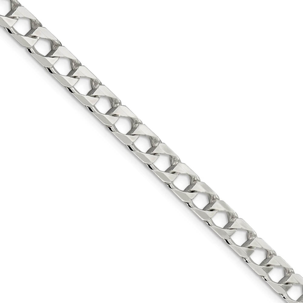 Men's 6.25mm Sterling Silver Flat Square Curb Chain Necklace, Item C10435 by The Black Bow Jewelry Co.